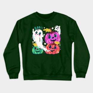 Pumpkin Ghost Halloween Hand drawn Crewneck Sweatshirt